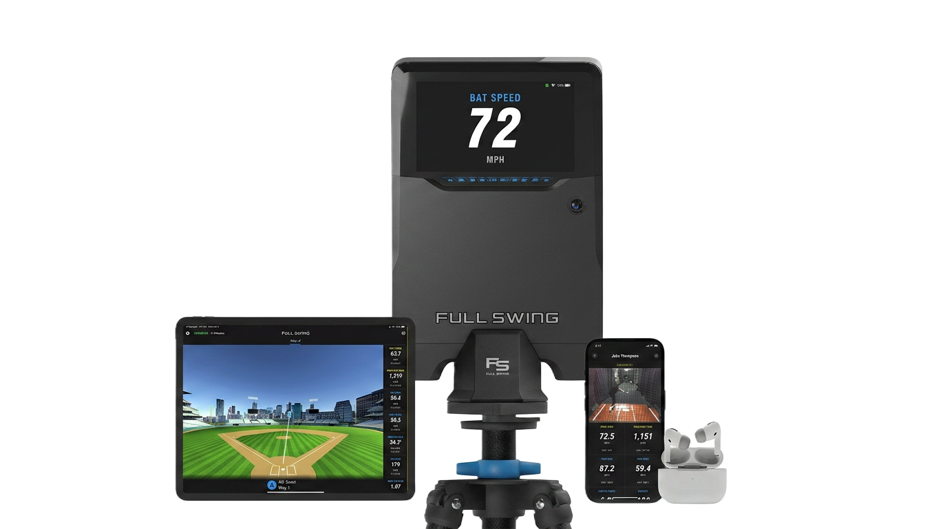 Full Swing launch monitor with tablet and phone